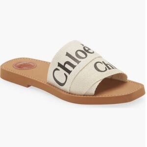 Chloe Beige and Brown Slide Sandals